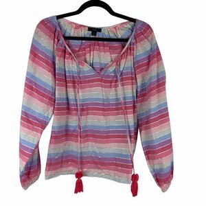 J. Crew pink and blue striped blouse- size s